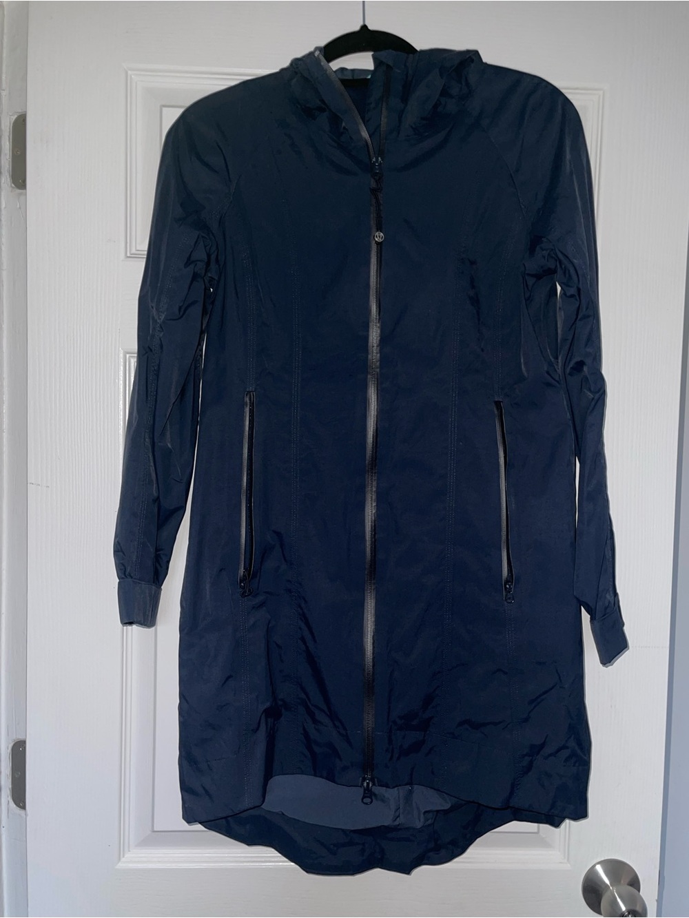 lululemon athletica Navy Long Hooded Raincoat